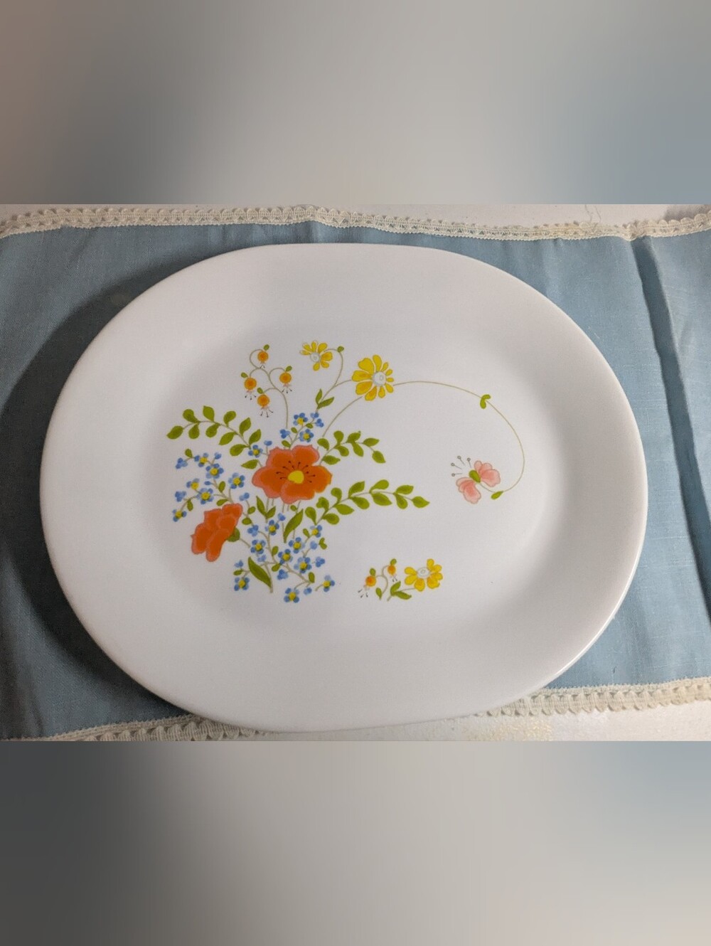 Vintage Corelle by Corning WILDFLOWER Spring Bouquet Oval Serving Platter 12" - Picture 1 of 5
